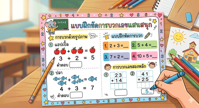 แบบฝึกหัดการบวกเลข
